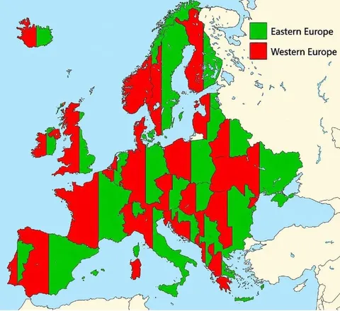 Europe East West Map