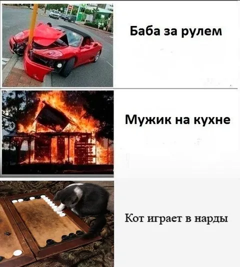 Баба за рулем, мужик на кухне