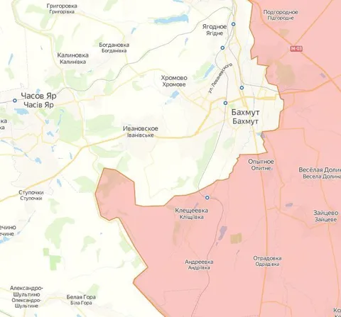 Карта вокруг Бахмута
