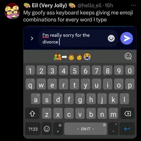 Keyboard Suggests Divorce Emojis