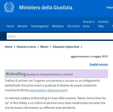 Rickrolling comportamento a rischio
