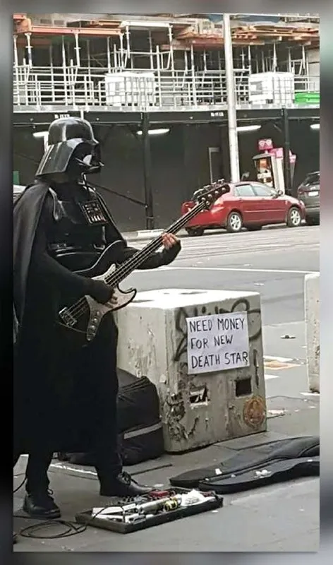 Darth Vader Busking for a Death Star