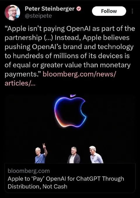 Apple Pays OpenAI Through Distribution