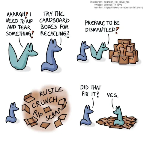 Foxes Recycle Cardboard