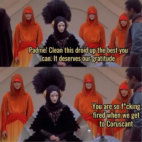 Padmé Fires the Droid Cleaner