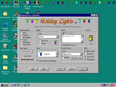 Holiday Lights on Windows 95