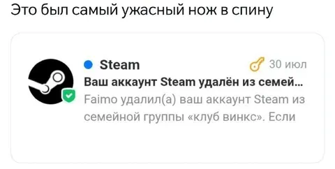 Удаление из семейной группы Steam