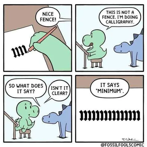 Dinosaur Calligraphy Says Minimum
