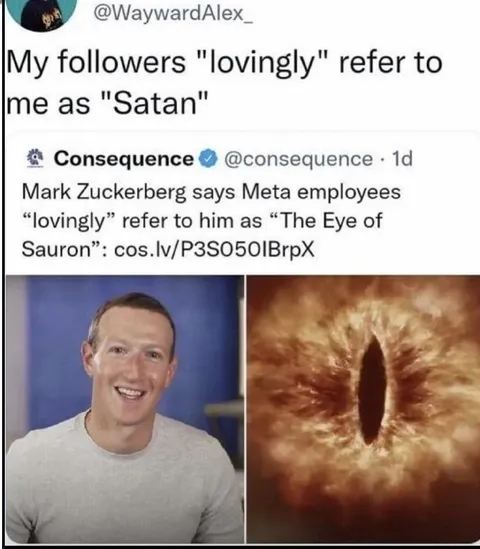 Mark Zuckerberg as the Eye of Sauron