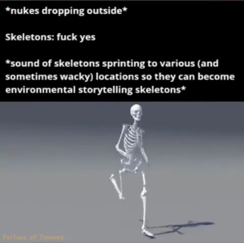 Skeletons Sprinting for Environmental Storytelling