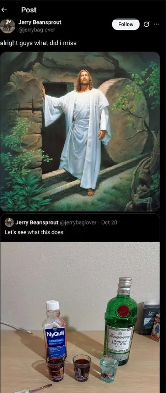 Jesus Returns to Find NyQuil and Gin