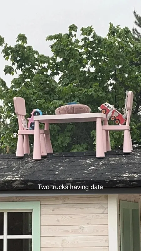Two Trucks Having a Date