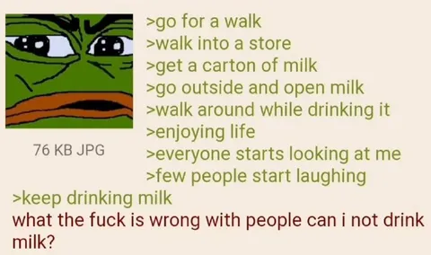 Pepe Drinks Milk in Public