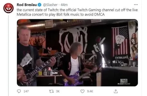 Twitch прерывает концерт Metallica