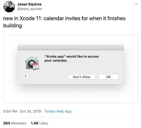 Xcode Calendar Build Invite