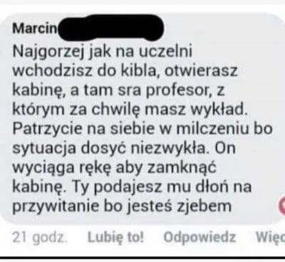Profesor w toalecie na uczelni