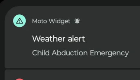 Child Abduction Weather Alert