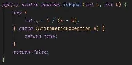 Arithmetic Exception Equality Check