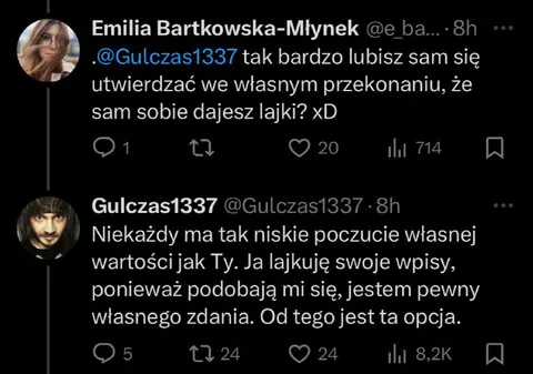 Lajkowanie własnych wpisów