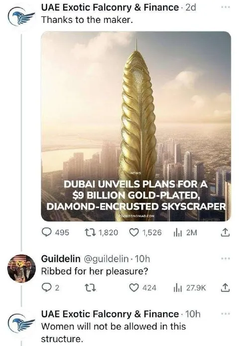 Gold-Plated Ribbed Skyscraper