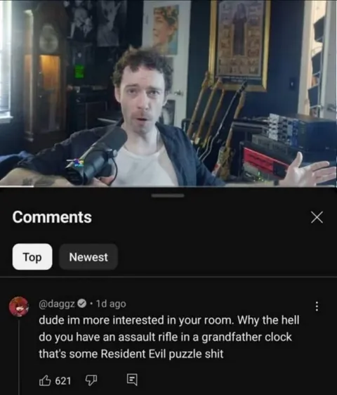 Assault Rifle in Grandfather Clock