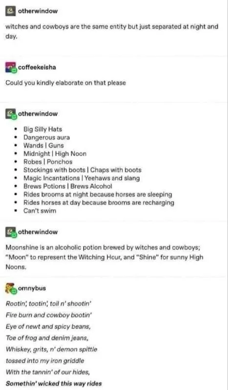 Witches and Cowboys Are the Same