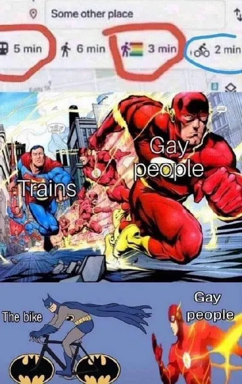 Flash Runs Past the Trains