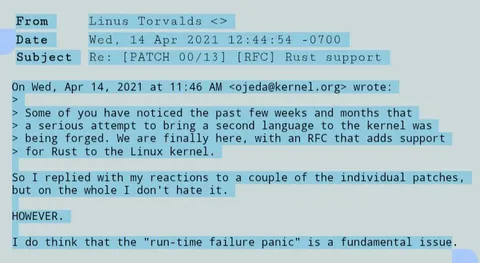 Linus Torvalds Rust Support Email