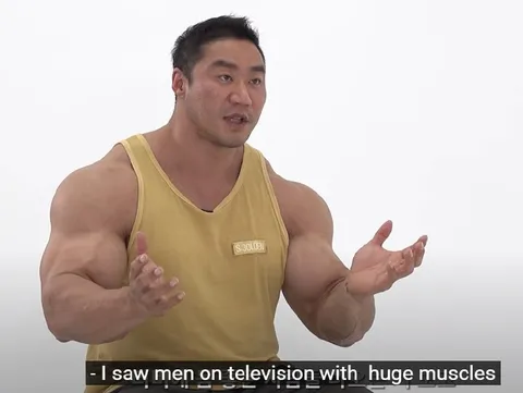 Men on television with huge muscles