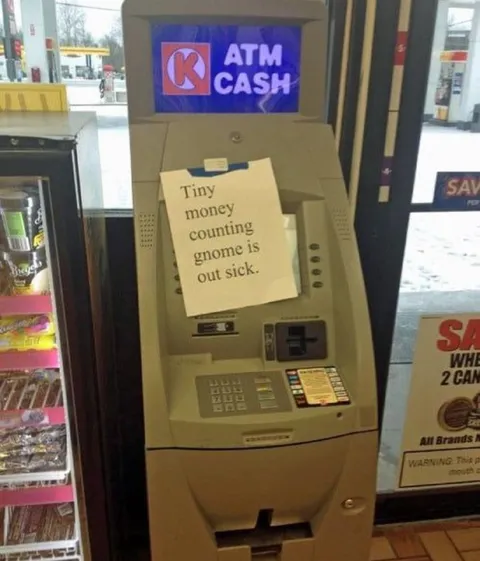 Tiny Money Counting Gnome Out Sick