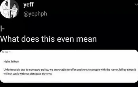 Jeffrey Database Schema Rejection