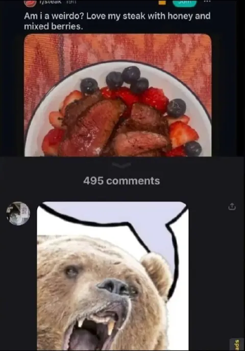 Steak With Honey and Berries