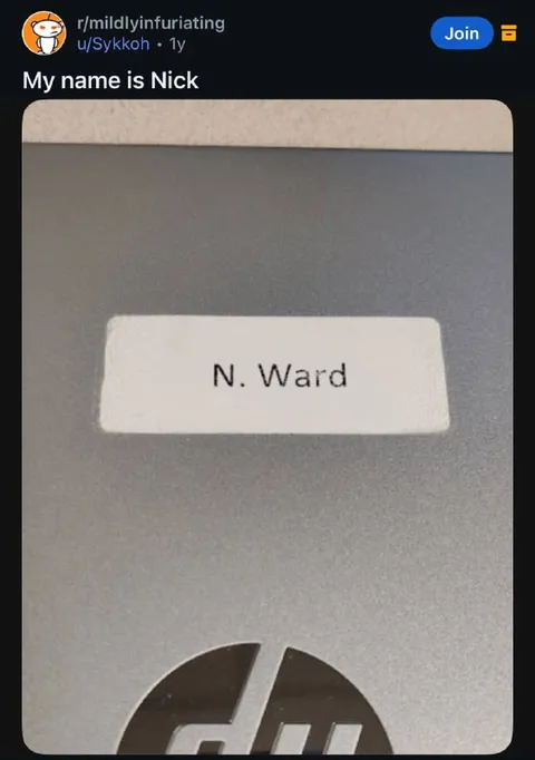 Nick Ward Name Tag