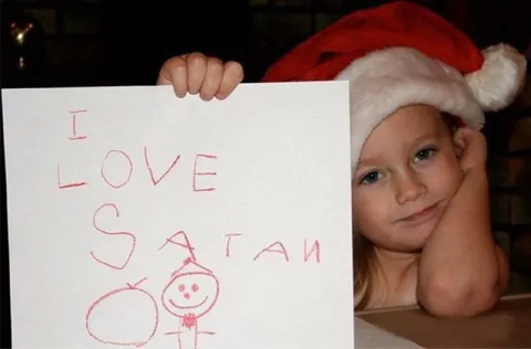 I Love Satan Child Drawing