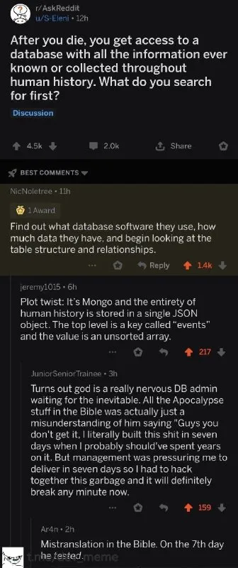 God’s Database Admin Apocalypse