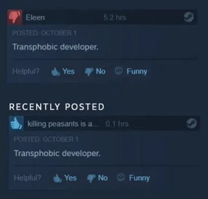 Transphobic Developer Review