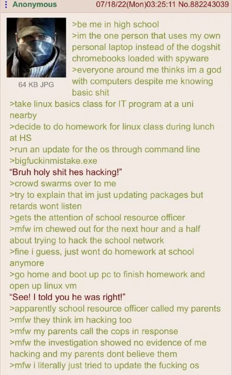 School Linux Hacker Misunderstanding