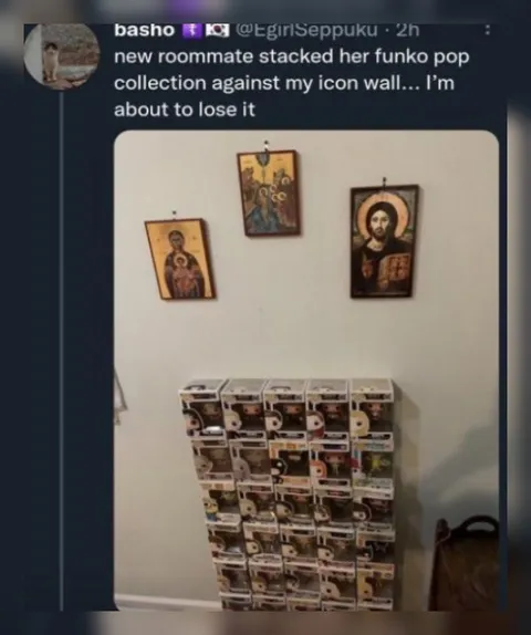 Funko Pops Against Icon Wall