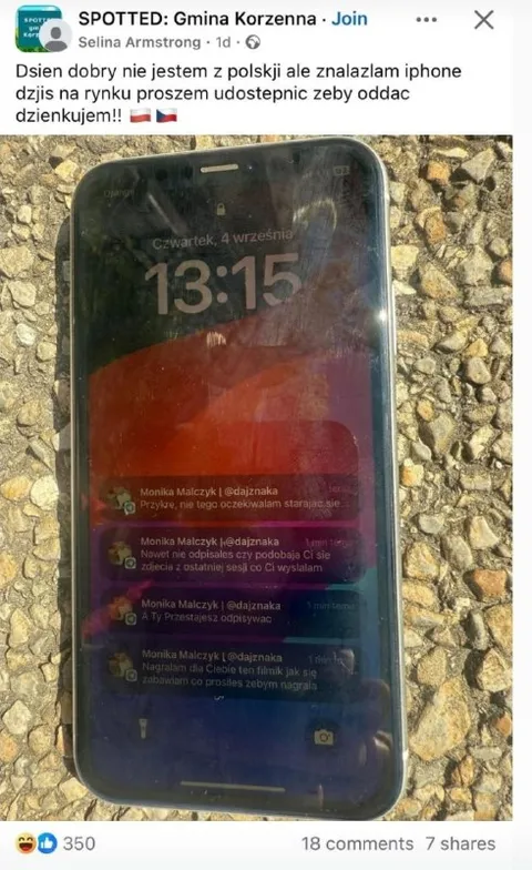 Znaleziony iPhone zdradza właścicielkę