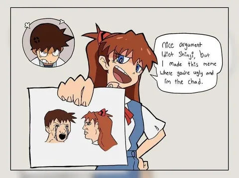 Asuka Makes Shinji Ugly Meme