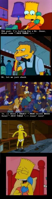 SQL Injection at Moe's Tavern