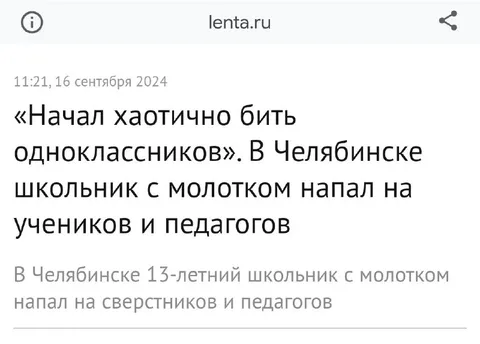 Школьник с молотком в Челябинске