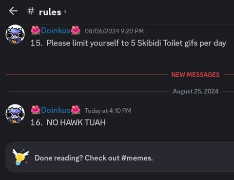 No Hawk Tuah Rule Update