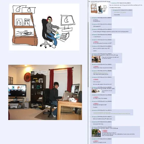 Apple Fan at His Desk