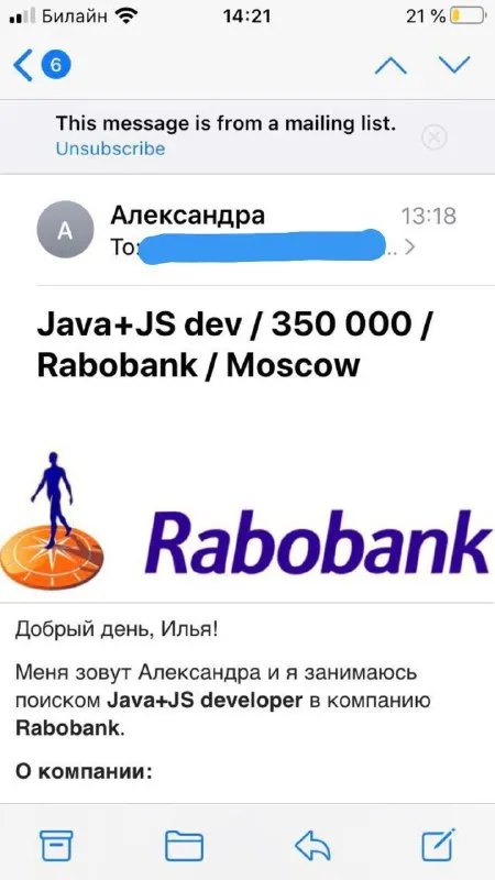 Java+JS разработчик в Rabobank