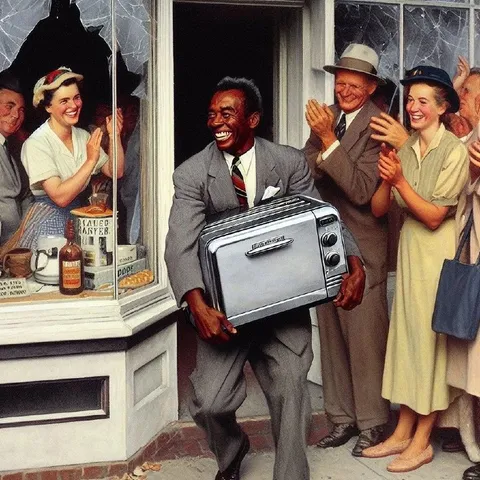 Man Carries a Toaster Out