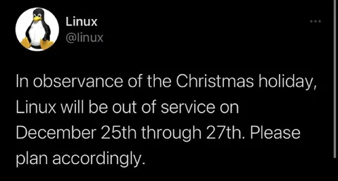 Linux Christmas Holiday Shutdown