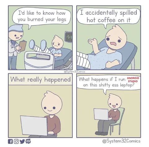 Android Studio Burned Legs Comic