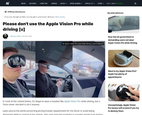 Apple Vision Pro While Driving