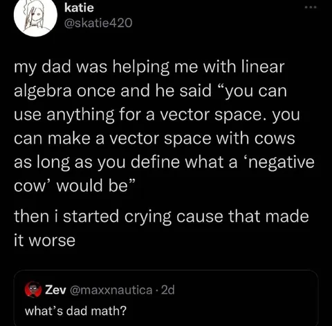 Negative Cow Vector Space Joke